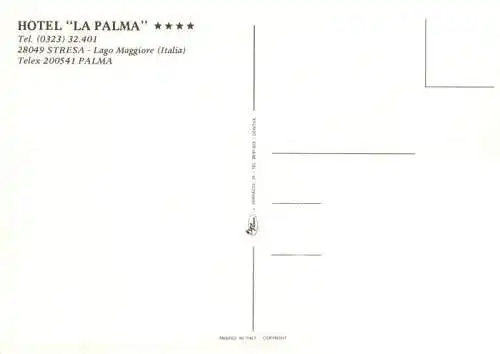 AK / Ansichtskarte 73961978 Stresa_Borromeo_Lago_Maggiore_IT Hotel La Palma