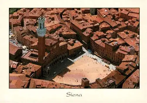 AK / Ansichtskarte 73962029 SIENA_Toscana_IT Piazza del Campo e Palazzo Comunale Fliegeraufnahme