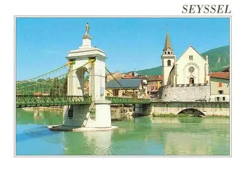 AK / Ansichtskarte  Seyssel_74_Haute-Savoie Le Rhône vieux pont suspendu avec la Vierge