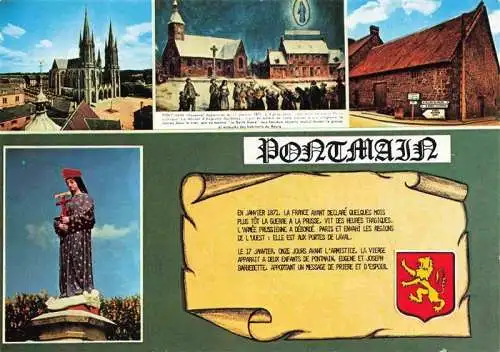 AK / Ansichtskarte  Pontmain_53_Mayenne Vues d'ensemble Eglise Vieille Maison Statue Histoire