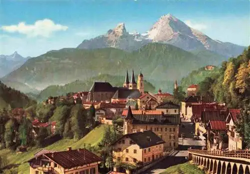 AK / Ansichtskarte 73962185 BERCHTESGADEN Stadtpanorama Blick zum Watzmann Berchtesgadener Alpen