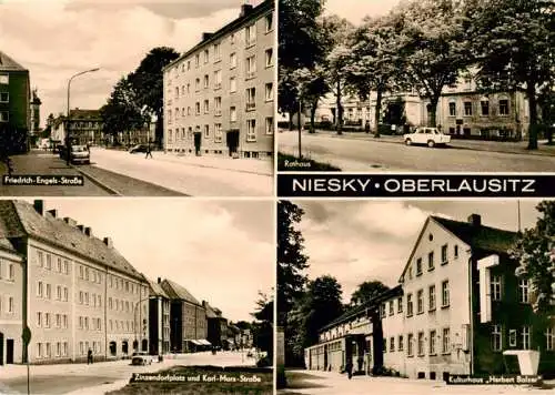 AK / Ansichtskarte  Niesky_Oberlausitz_Sachsen Friedrich Engels Strasse Rathaus Zinsendorfplatz Kulturhaus Herbert Balzer