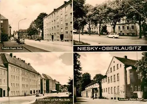 AK / Ansichtskarte  Niesky_Oberlausitz_Sachsen Friedrich Engels Strasse Rathaus Zinzendorfplatz Kulturhaus Herbert Balzer