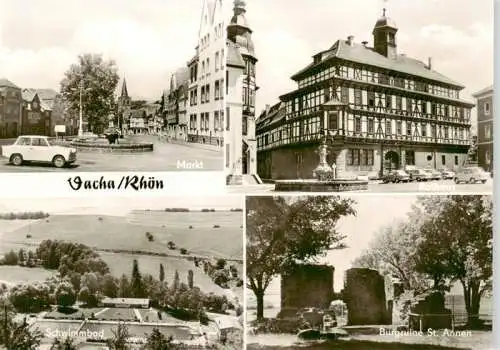 AK / Ansichtskarte  Vacha Markt Rathaus Schwimmbad Burgruine St Annen