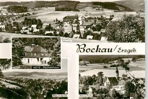 AK / Ansichtskarte 73962356 Bockau_Erzgebirgskreis Panorama HOG Rechenhaus Ortsblick Kirche 