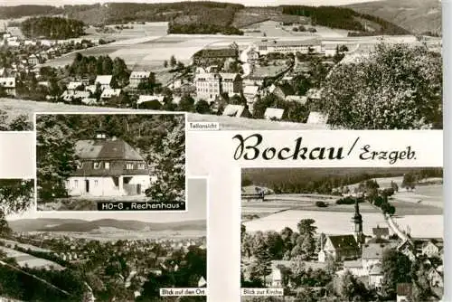 AK / Ansichtskarte  Bockau_Erzgebirgskreis Panorama HOG Rechenhaus Ortsblick Kirche 