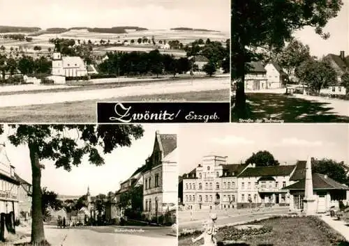 AK / Ansichtskarte  Zwoenitz_Sachsen Panorama Strasse der Befreiung Bahnhofstrasse Markt