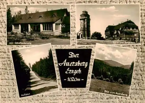 AK / Ansichtskarte  Auersberg_1020m_Wildenthal_Erzgebirge HO Selbstbedienung Turm und Berghaus Auffahrt Blick zum Auersberg