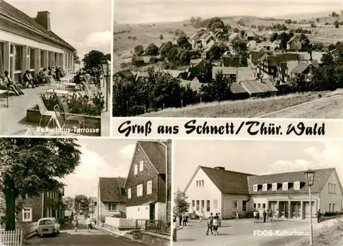 AK / Ansichtskarte  Schnett_Masserberg_Thueringer_Wald Kulturhaus Terrasse Panorama Dorfstrasse FDGB Kulturhaus