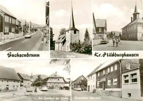 AK / Ansichtskarte  Sachsenbrunn Kirche Rathaus Gasthof zur Linde Gaststaette Werratal