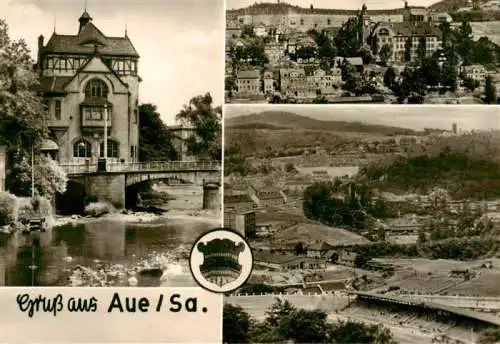 AK / Ansichtskarte 73962427 Aue__Sachsen Am Muehletal Zeller Bergblick Stadion Otto Grotewohl