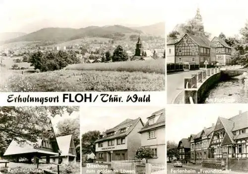 AK / Ansichtskarte  Floh-Seligenthal_Thueringen Panorama Am Flohbach Rennsteighuetten Gasthaus zum goldenen Loewen Ferienheim Freundschaft