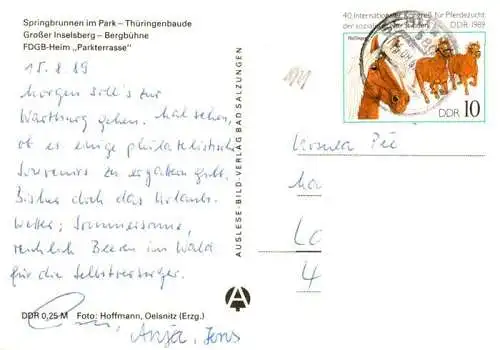 AK / Ansichtskarte 73962467 Grosser_Inselberg_Gotha_Thueringen Springbrunnen im Park Thueringenbaude Gr Inselsberg Bergbuehne