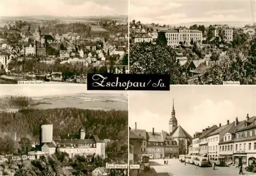 AK / Ansichtskarte  Zschopau Panorama Oberschule Schloss Wildeck Markt