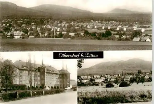 AK / Ansichtskarte 73962547 Olbersdorf_Sachsen Panorama mit Buchberg und Lausche Oberschule Blick zum Toepfer