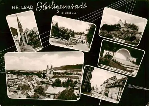 AK / Ansichtskarte 73962617 Heiligenstadt__Eichsfeld_Thueringen Bergstrasse Bahnhof Burg Hanstein Musikpavillon Teilansicht Karl Marx Strasse