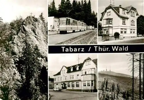 AK / Ansichtskarte 73962618 Tabarz_Bad_Tabarz Aschenbergstein Thueringer Waldbahn Kaffee Waldbahn HOG Felsenthal Blick zum Grossen Inselsberg