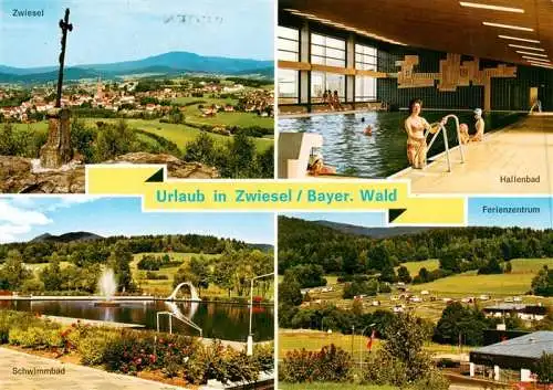 AK / Ansichtskarte 73962629 Zwiesel__Niederbayern Panorama Hallenbad Schwimmbad Ferienzentrum