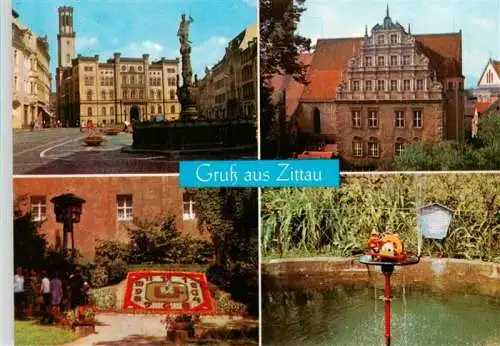 AK / Ansichtskarte 73962631 Zittau_Sachsen Platz der Jugend Heftergiebel Blumenuhr mit Glockenturm Schleifermaennchen