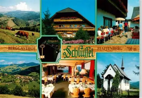 AK / Ansichtskarte  Pfaffenberg_Zell_im_Wiesental Berggasthof Schluessel Gastraum Kapelle Panorama