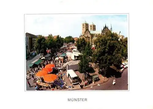 AK / Ansichtskarte  MueNSTER___Westfalen Wochenmarkt auf dem Platz vor dem St Paulus Dom