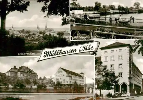 AK / Ansichtskarte 73962654 Muehlhausen__Thueringen Panorama Am Schwanenteich Krankenhaus Sparkasse