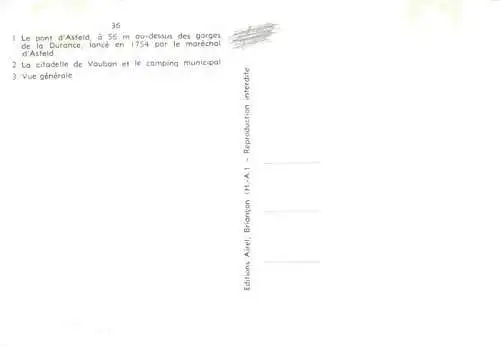 AK / Ansichtskarte  Briancon_05 Pont d'Asfeld Gorges de la Durance Citadelle de Vauban Camping vue générale