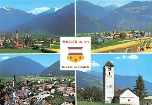 AK / Ansichtskarte  Mals_Malles_Suedtirol_IT Panorama Alpen Kirche