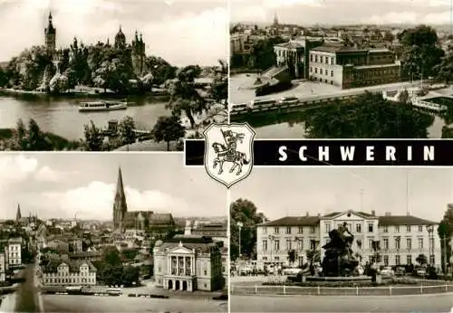 AK / Ansichtskarte  Schwerin__Mecklenburg Schloss Staatl Museum Blick vom Schloss auf die Altstadt Grunthalplatz