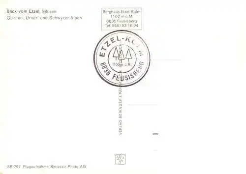 AK / Ansichtskarte  Etzel-Kulm_1098m_SZ mit Sihlsee Glarner Urner und Schwyzer Alpen