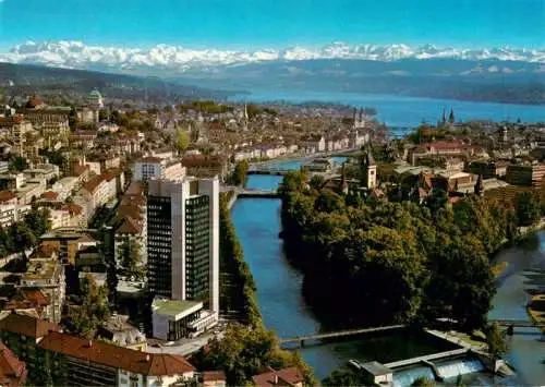 AK / Ansichtskarte  ZueRICH__ZH mit Hotel Zuerich Limmat Sihl und den Glarner Alpen