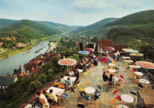 AK / Ansichtskarte 73962961 Hirschhorn_Neckar Schloss-Hotel auf der Burg Hirschhorn Terrasse