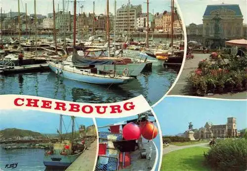 AK / Ansichtskarte  Cherbourg_50_Manche Yachthafen Fischkutter Stadtzentrum Marktplaltz Parkanlagen