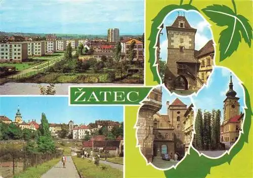 AK / Ansichtskarte  Zatec_Saaz_CZ Wohnsiedlung Stadttor Rathaus