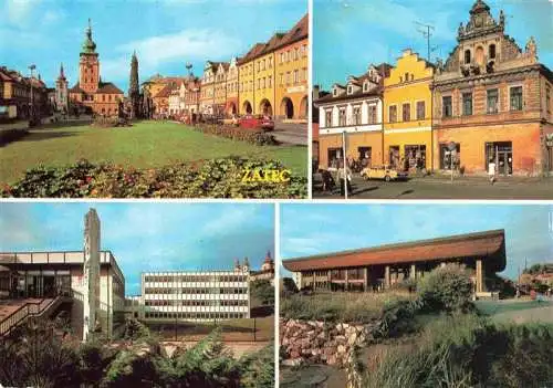 AK / Ansichtskarte  Zatec_Saaz_CZ Platz Rathaus Stadtzentrum Einkaufszentrum Schule