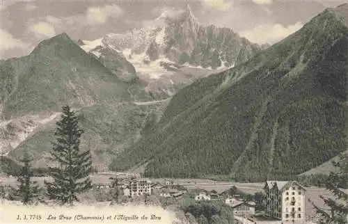 AK / Ansichtskarte  Les_Praz_Chamonix-Mont-Blanc_74_Haute-Savoie Vue d'ensemble et l'Aiguille du Dru Alpes