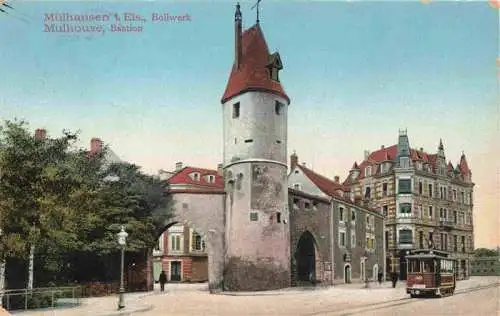 AK / Ansichtskarte  Muelhausen_Elsass Bollwerk Bastion Tram