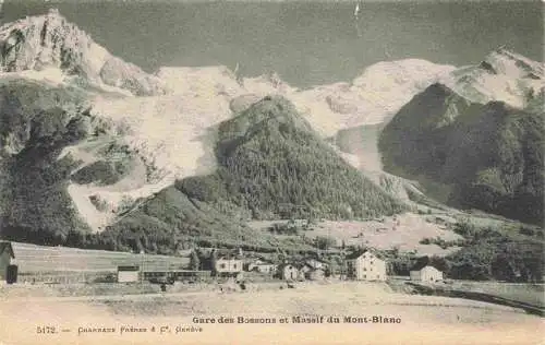 AK / Ansichtskarte  Les_Bossons_Les_Chamonix_74_Haute-Savoie La gare et Massif du Mont-Blanc