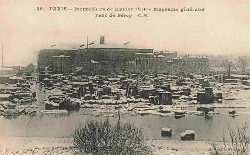 AK / Ansichtskarte  Paris_75 Inondations de Janvier 1910 Magasins généraux Parc de Bercy Hochwasser Katastrophe
