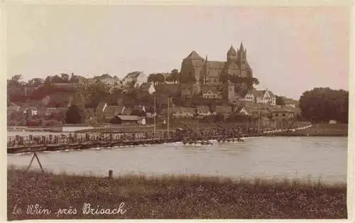 AK / Ansichtskarte 73963206 Breisach_Rhein Uferpartie am Rhein Schiffsbruecke Blick zum Muenster