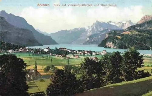 AK / Ansichtskarte  Brunnen__SZ mit Vierwaldstaettersee und Urnerberge