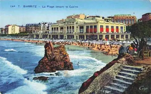 AK / Ansichtskarte  BIARRITZ_64_Pyrenees_Atlantiques La Plage devant le Casino