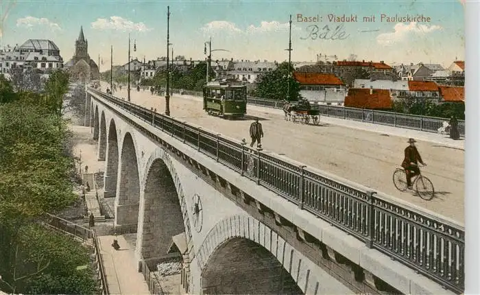 AK / Ansichtskarte 73963539 Strassenbahn_Tramway-- Viadukt Paulkircke Basel