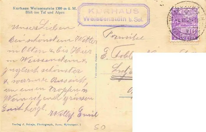 AK / Ansichtskarte  Solothurn_Soleure_SO Panorama Kurhaus Weissenstein