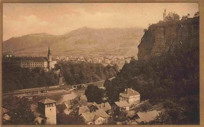 AK / Ansichtskarte  Tetschen-Bodenbach_Boehmen_Decin_CZ Schloss und Schaeferwand