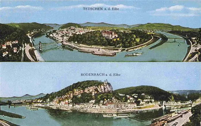 AK / Ansichtskarte  Tetschen-Bodenbach_Boehmen_Decin_CZ Panorama Elbepartien