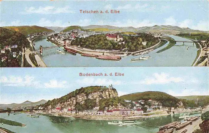 AK / Ansichtskarte  Tetschen-Bodenbach_Boehmen_Decin_CZ Panorama Elbepartie