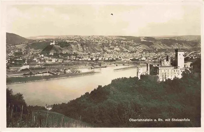 AK / Ansichtskarte  Oberlahnstein_Lahnstein am Rhein mit Burg Stolzenfels