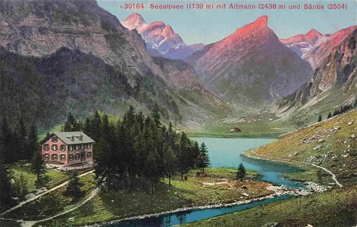 AK / Ansichtskarte  Seealpsee_1139m_Saentis_IR mit Altmann und Saentis