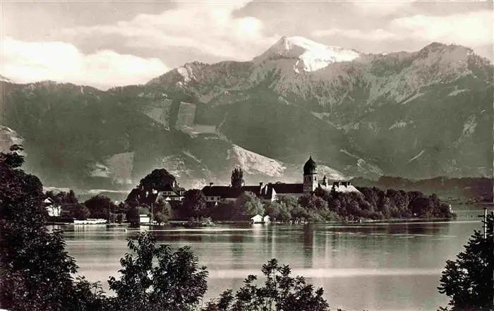 AK / Ansichtskarte  Fraueninsel_Chiemsee Panorama Blick gegen Hochgern Chiemgauer Alpen